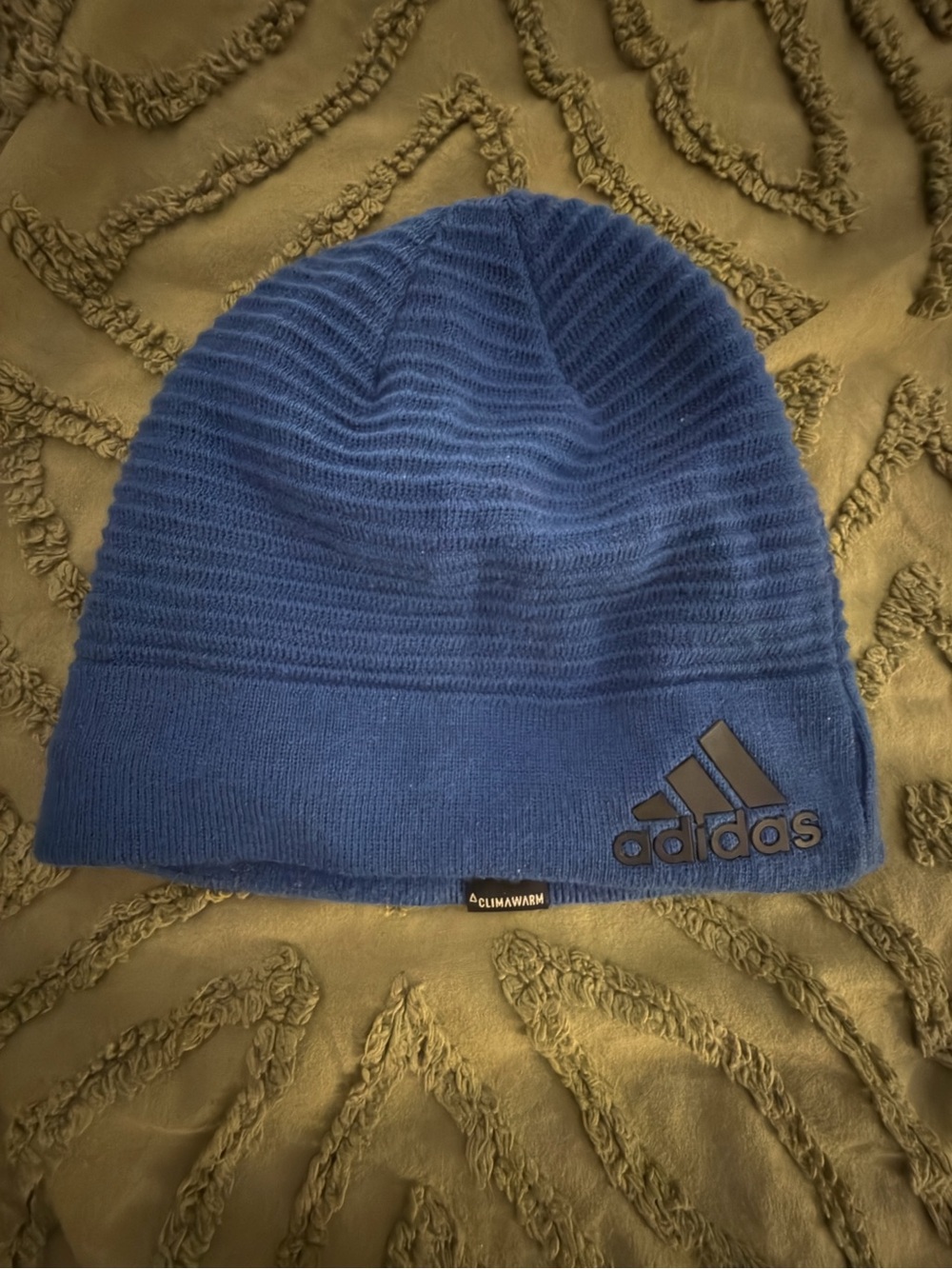 adidas Blue Knit Climawarm Beanie with Logo